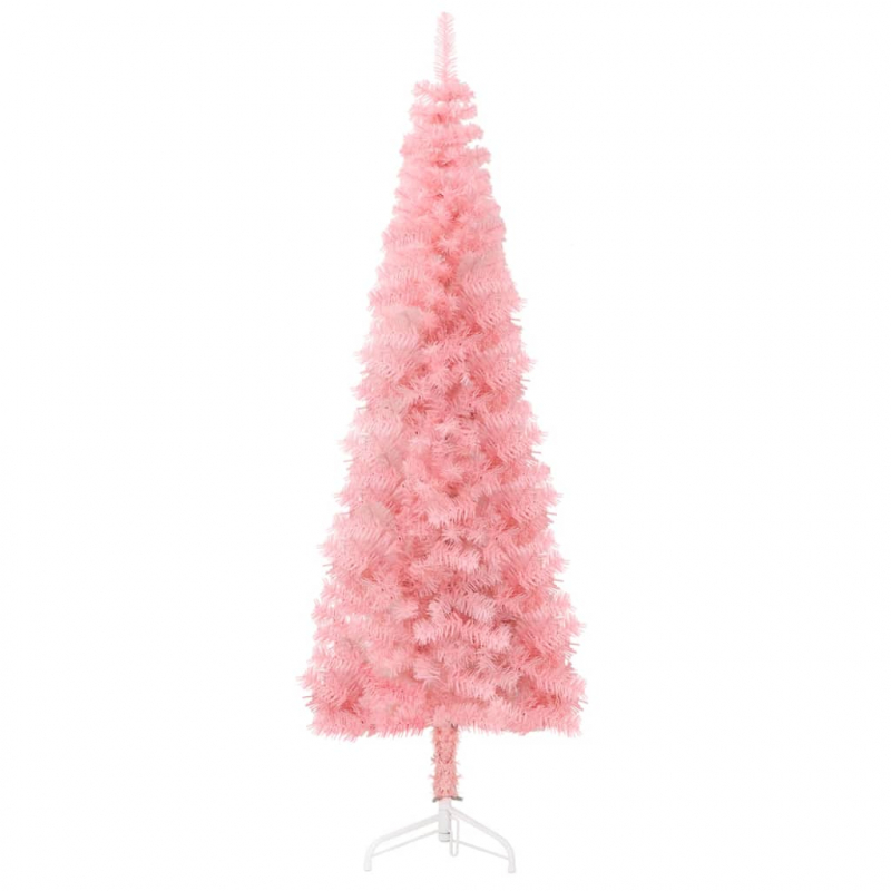 Künstlicher Halb-Weihnachtsbaum mit Ständer Schlank Rosa 210 cm