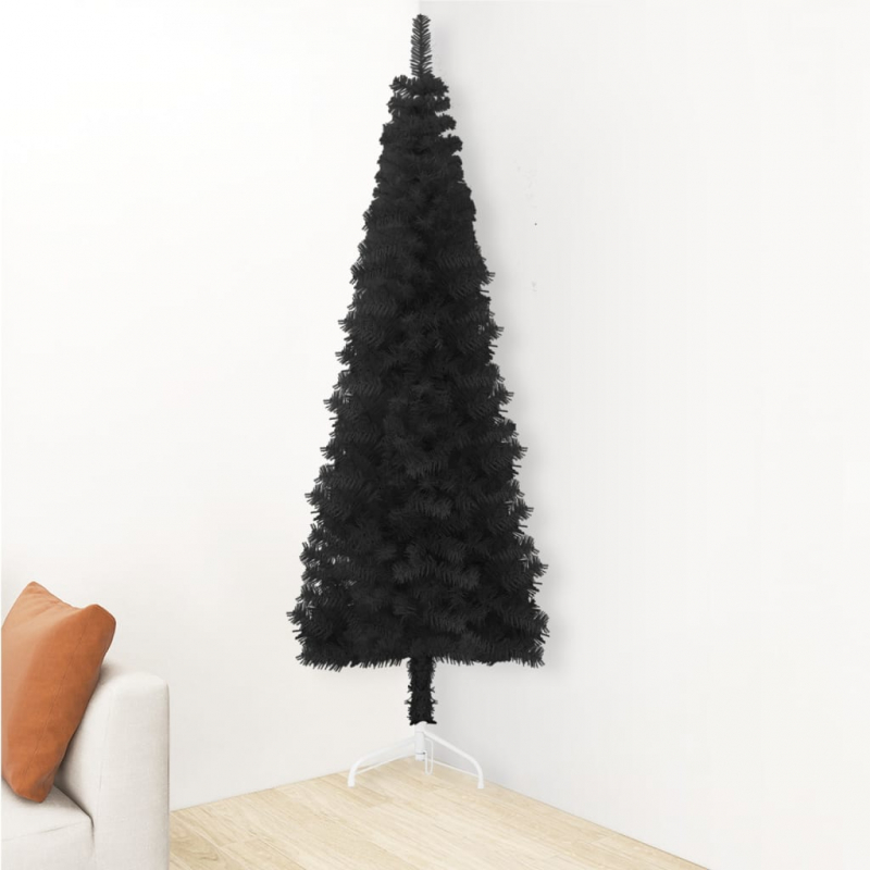 Künstlicher Halb-Weihnachtsbaum Ständer Schlank Schwarz 180 cm