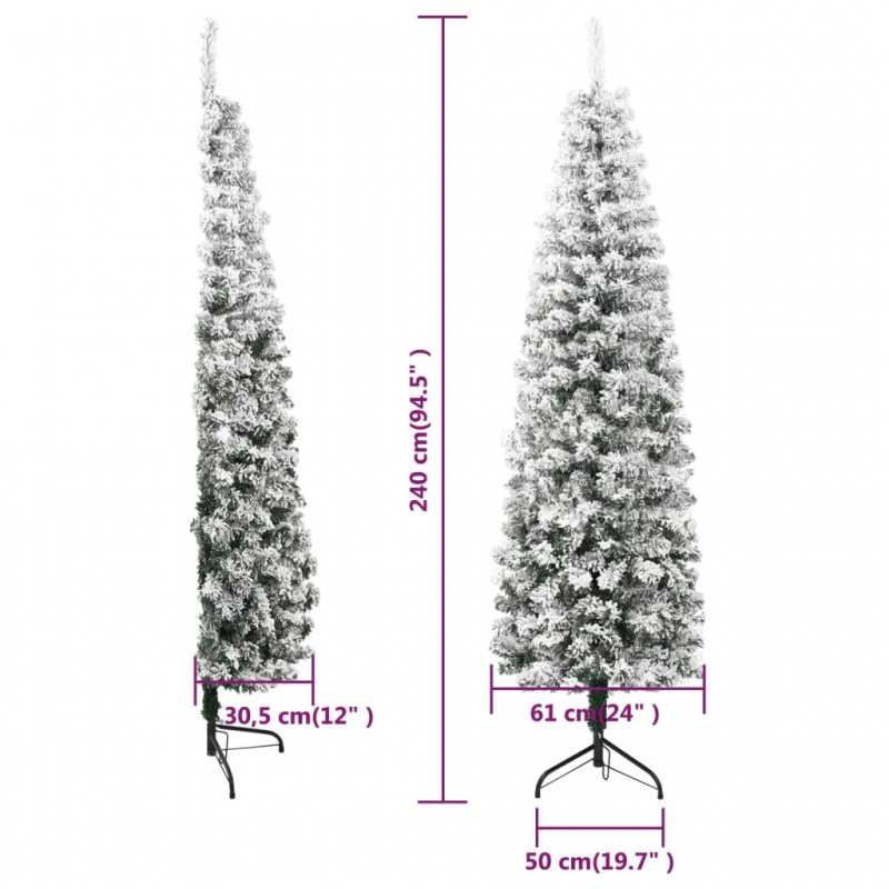 Künstlicher Halb-Weihnachtsbaum mit Schnee Schlank 240 cm