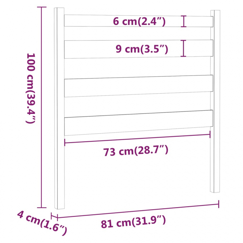 Kopfteil Honigbraun 81x4x100 cm Massivholz Kiefer