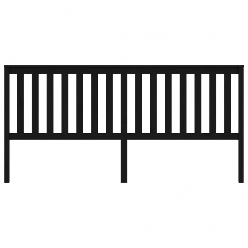 Kopfteil Schwarz 206x6x101 cm Massivholz Kiefer