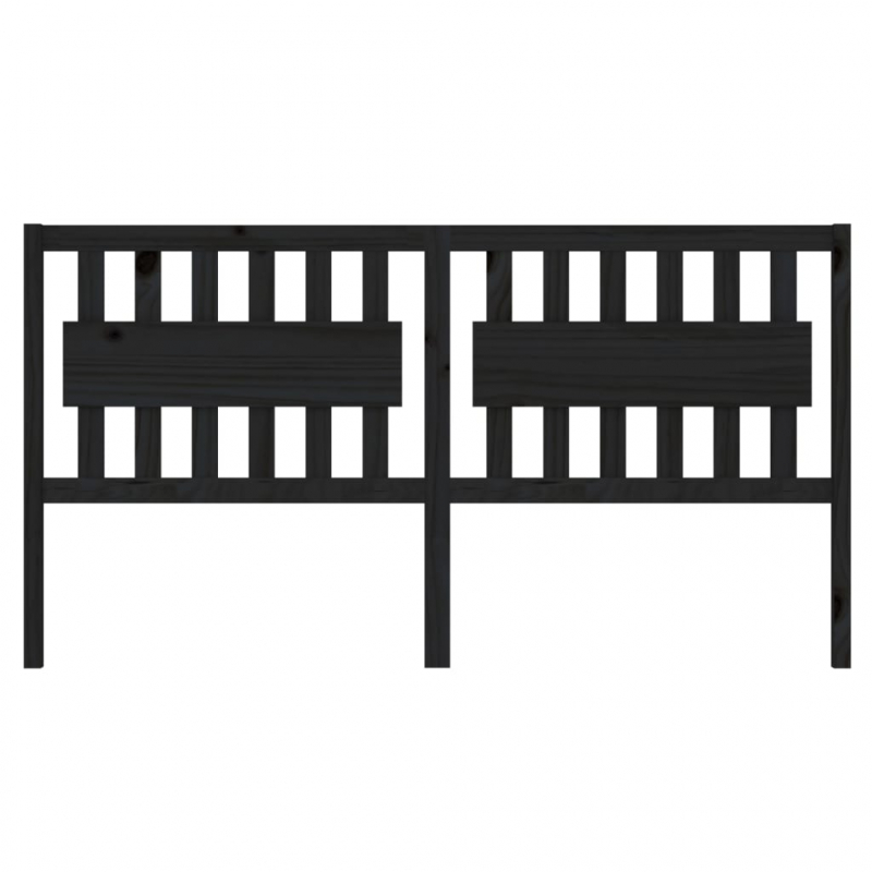 Kopfteil Schwarz 125,5x4x100 cm Massivholz Kiefer