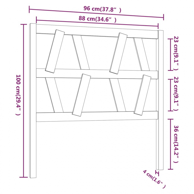 Kopfteil Honigbraun 96x4x100 cm Massivholz Kiefer