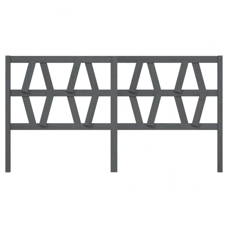 Kopfteil Grau 206x4x100 cm Massivholz Kiefer