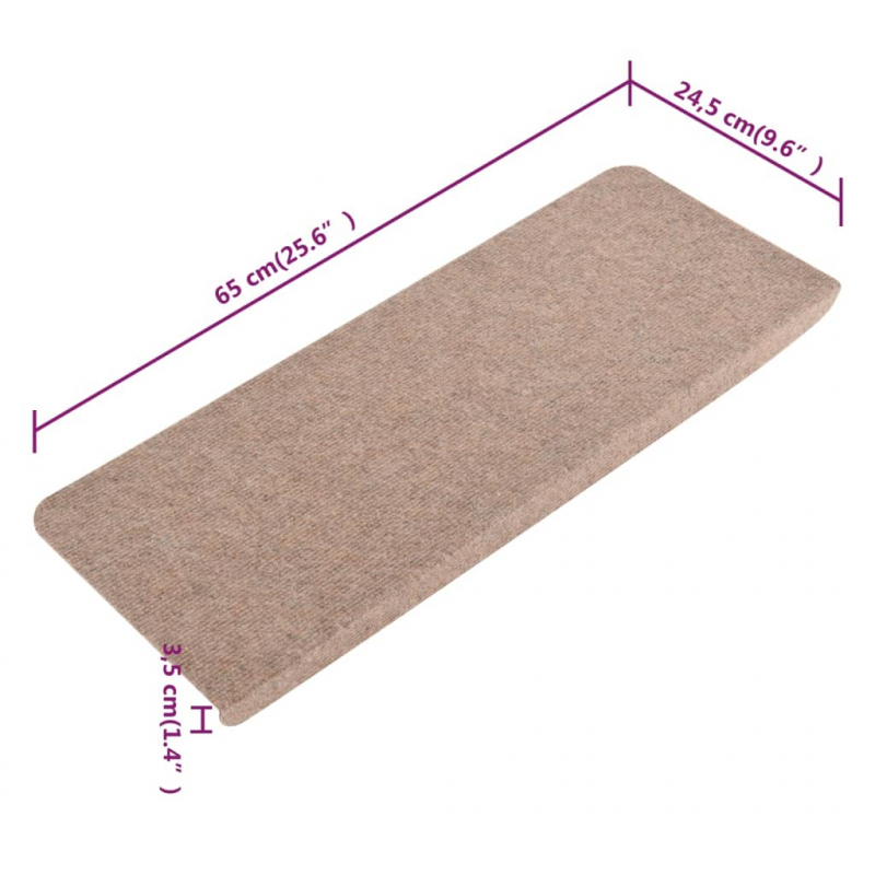 Stufenmatten Selbstklebend 15 Stk. 65x24,5x3,5 cm Beige