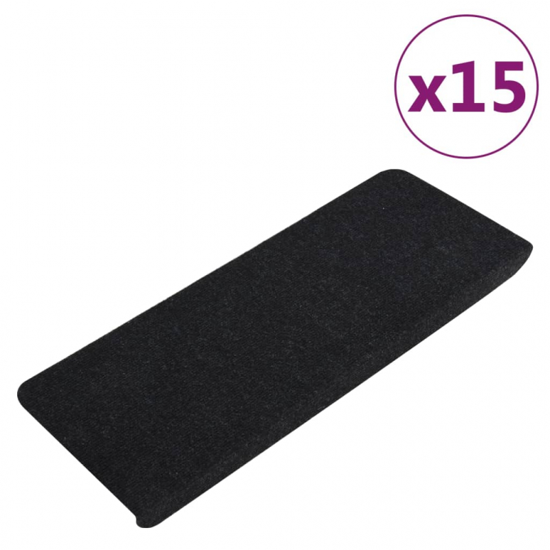 Stufenmatten Selbstklebend 15 Stk. 65x24,5x3,5 cm Schwarz