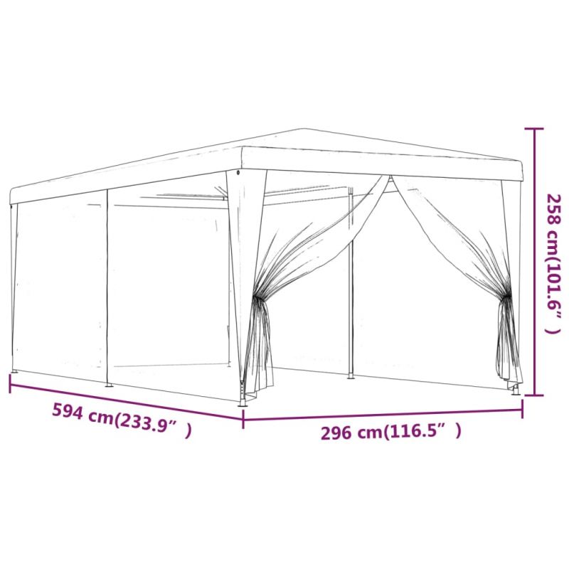 Partyzelt mit 6 Mesh-Seitenwänden Anthrazit 3x6 m HDPE