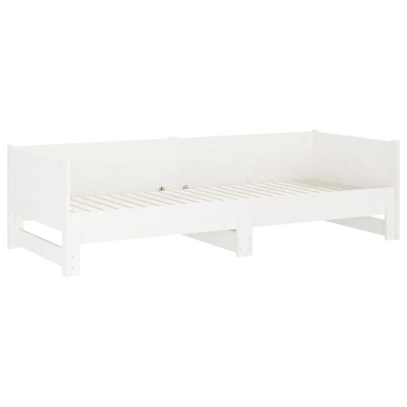 Ausziehbares Tagesbett Weiß Massivholz Kiefer 2x(90x190) cm