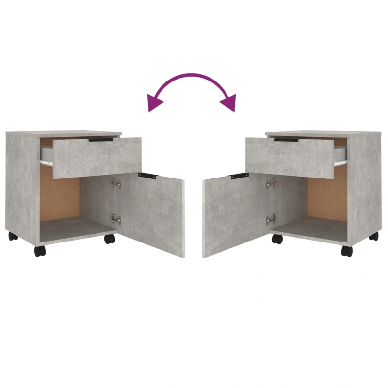 Mobiler Aktenschrank mit Rollen Betongrau 45x38x54 cm