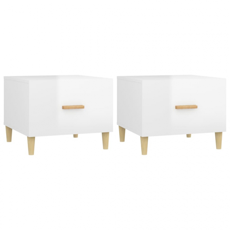 Couchtische 2 Stk. Hochglanz-Weiß 50x50x40 cm Holzwerkstoff