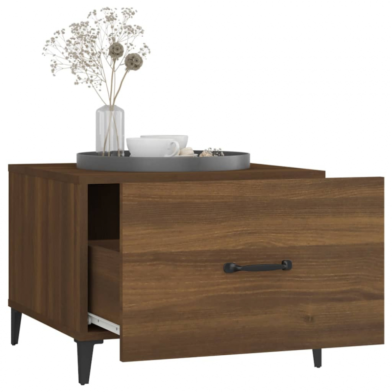 Couchtisch mit Metallbeinen Braun Eichen-Optik 50x50x40 cm