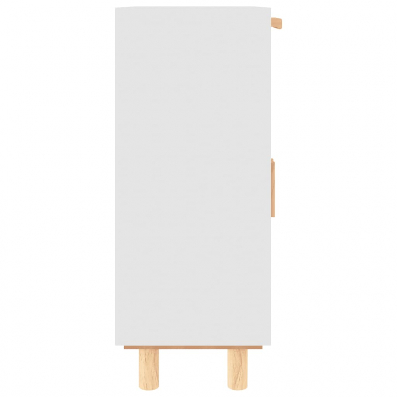 Sideboard Weiß 60x30x75 cm Massivholz Kiefer und Natur-Rattan