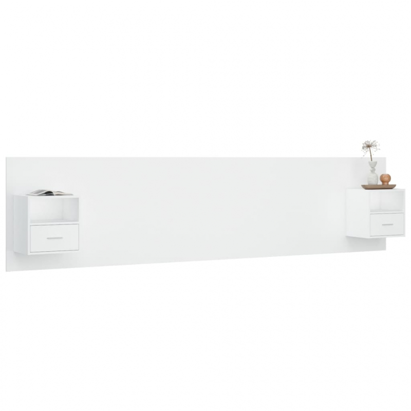 Kopfteil mit Nachttischen Weiß Holzwerkstoff