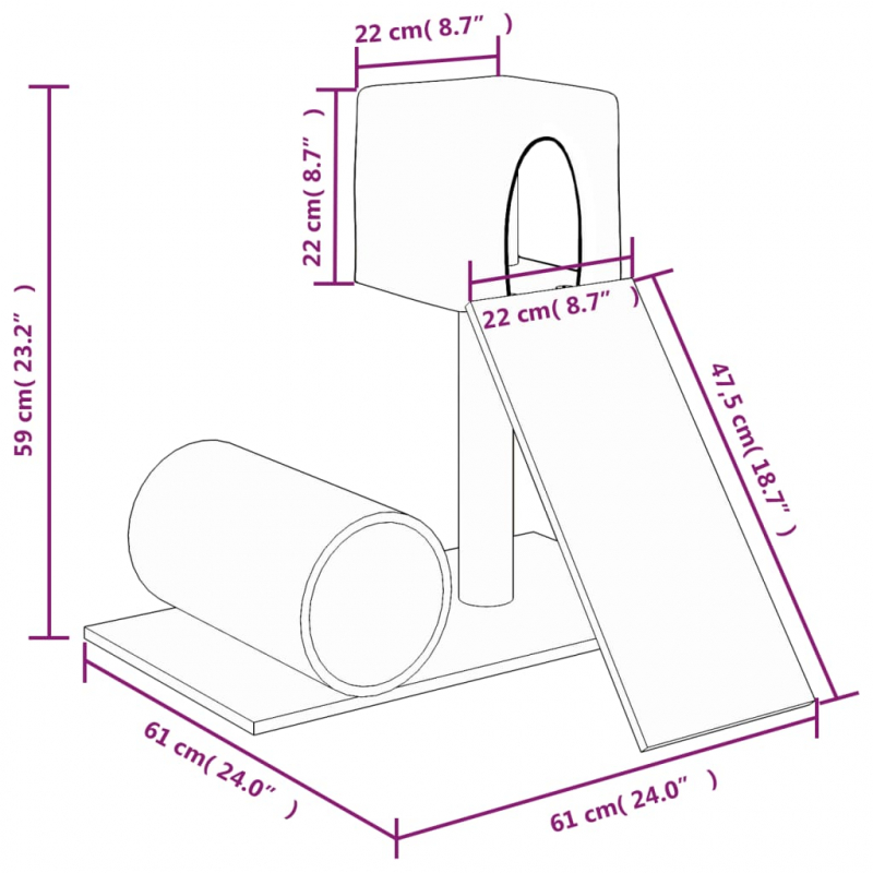 Kratzbaum mit Sisal-Kratzsäule Creme 59 cm