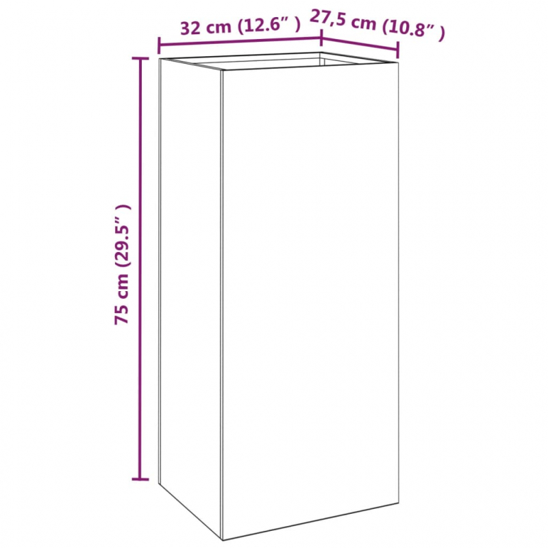 Pflanzkübel 32x29x75 cm Cortenstahl