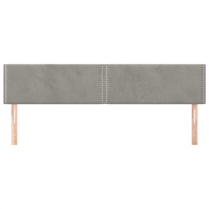 Kopfteile 2 Stk. Hellgrau 100x5x78/88 cm Samt