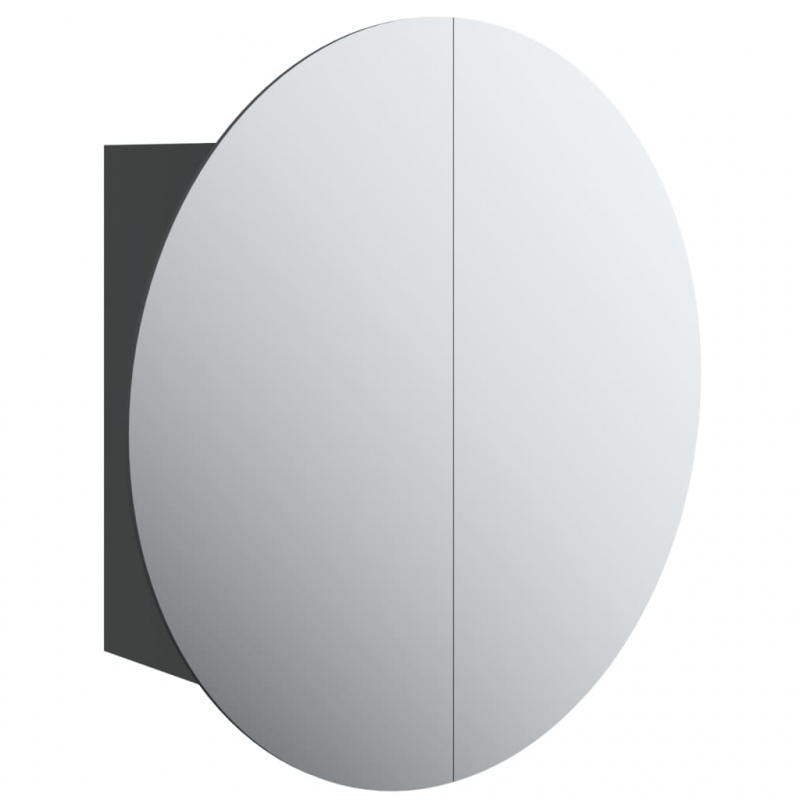 Badezimmerschrank mit Rundem Spiegel & LED Schwarz 47x47x17,5cm