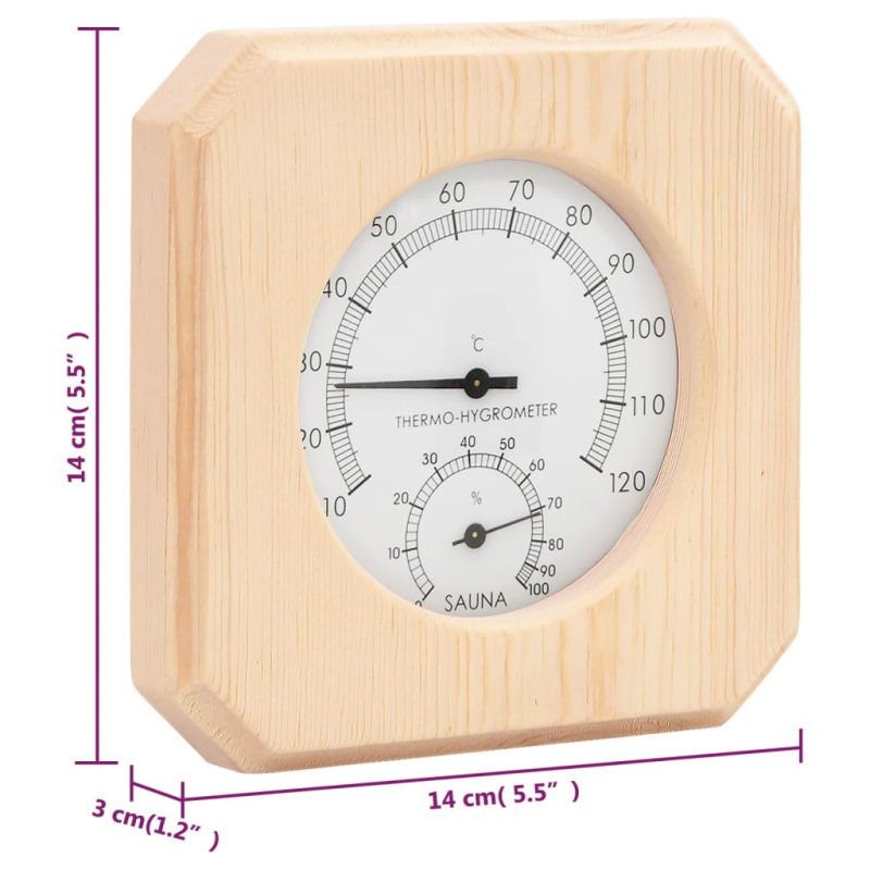 2-in-1 Sauna-Hygrothermograph und Sanduhr Set Massivholz Kiefer