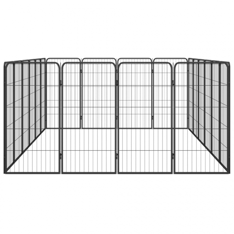 20-tlg. Hundelaufstall Schwarz 50x100cm Stahl Pulverbeschichtet