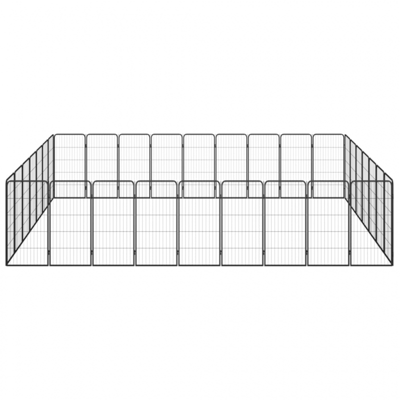 32-tlg. Hundelaufstall Schwarz 50x100cm Stahl Pulverbeschichtet