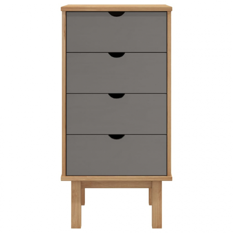Schubladenschrank OTTA Braun&Grau 45x39x90 cm Massivholz