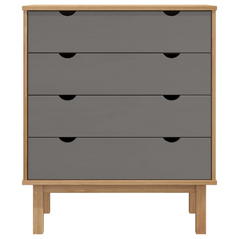 Schubladenschrank OTTA Braun&Grau 76,5x39,5x90 cm Massivholz