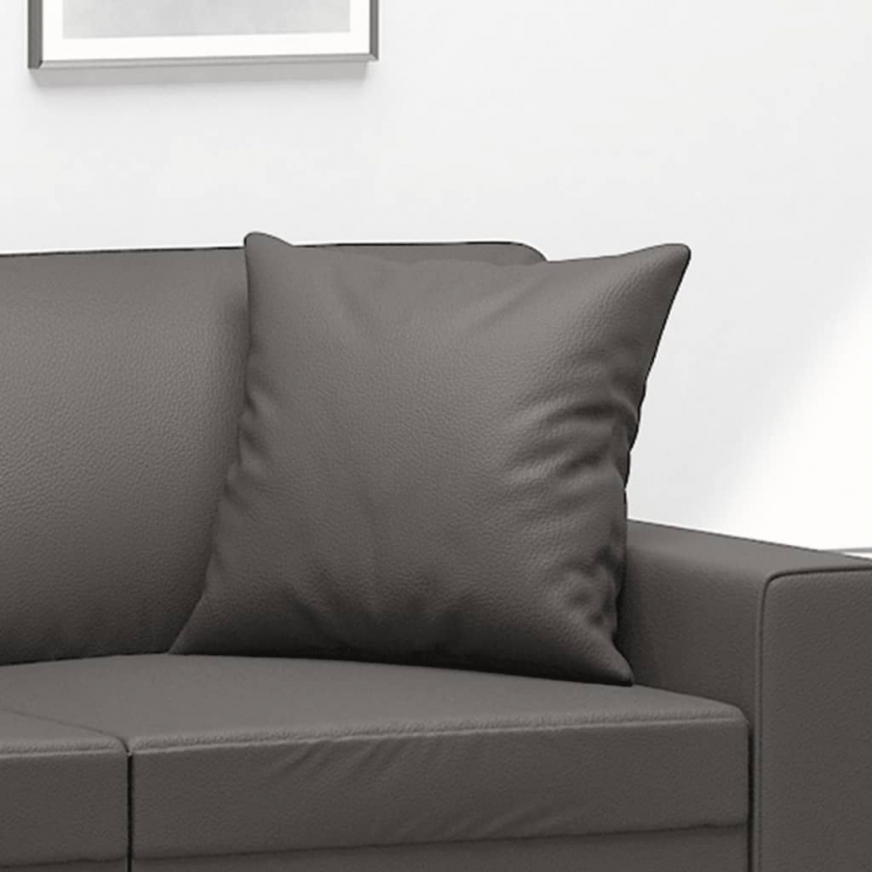 Zierkissen 2 Stk. Grau 40x40 cm Kunstleder