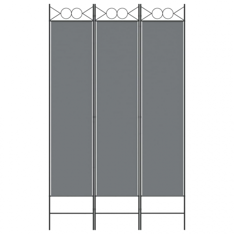 3-tlg. Paravent Anthrazit 120x200 cm Stoff