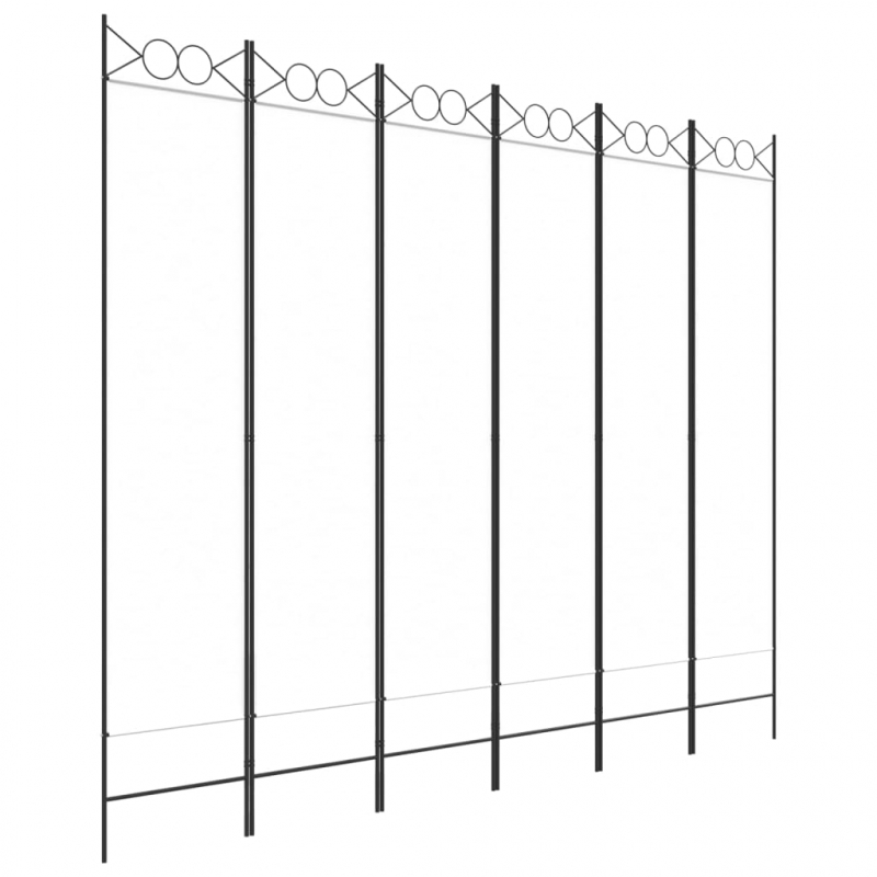 6-tlg. Paravent Weiß 240x200 cm Stoff