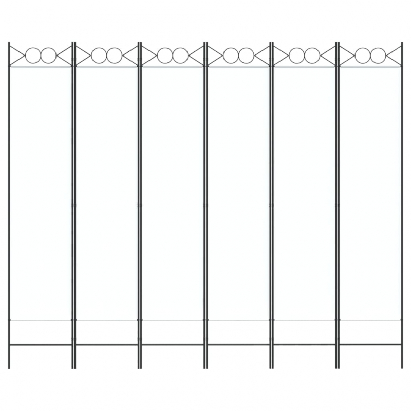 6-tlg. Paravent Weiß 240x200 cm Stoff