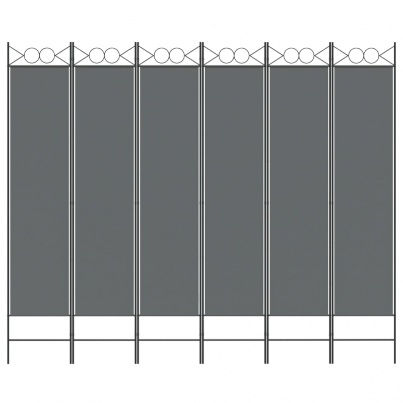 6-tlg. Paravent Anthrazit 240x200 cm Stoff