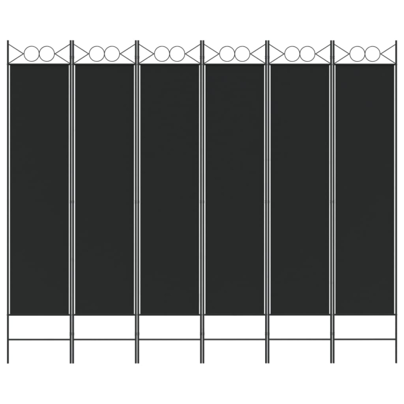 6-tlg. Paravent Schwarz 240x200 cm Stoff