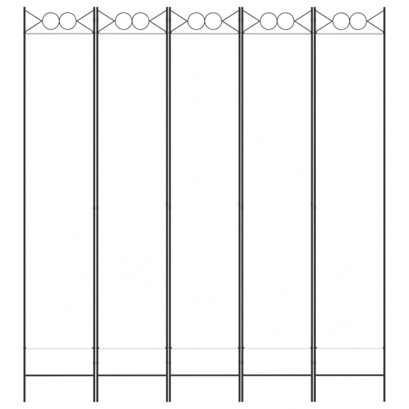 5-tlg. Paravent Weiß 200x220 cm Stoff