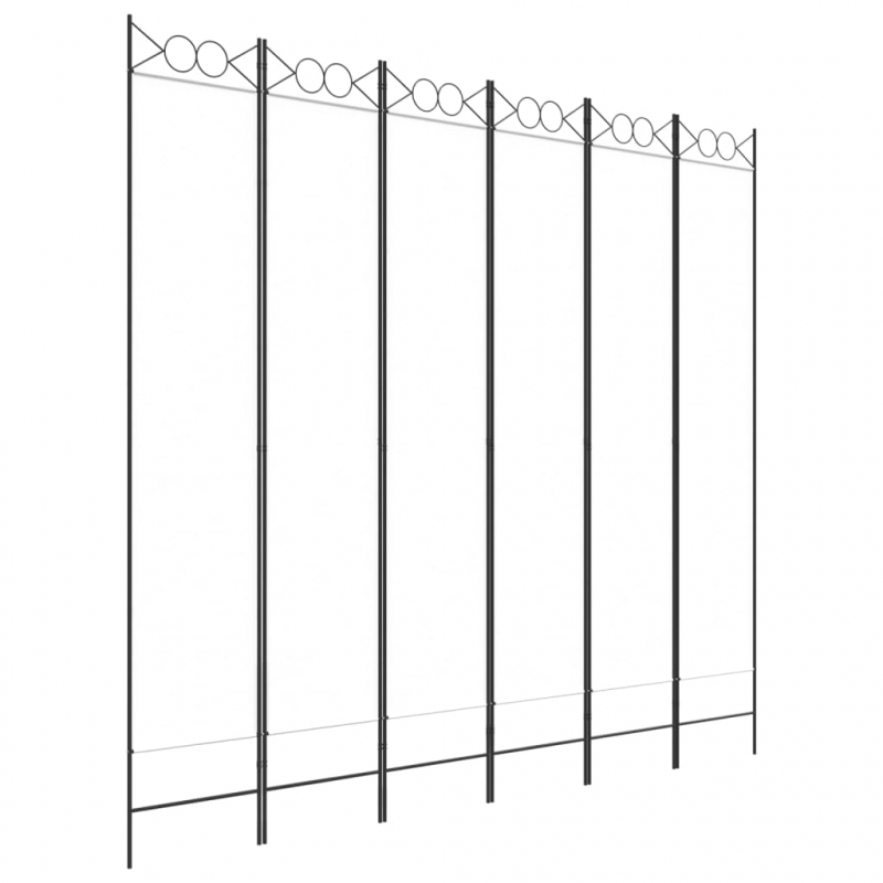 6-tlg. Paravent Weiß 240x220 cm Stoff