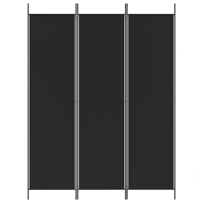 3-tlg. Paravent Schwarz 150x200 cm Stoff