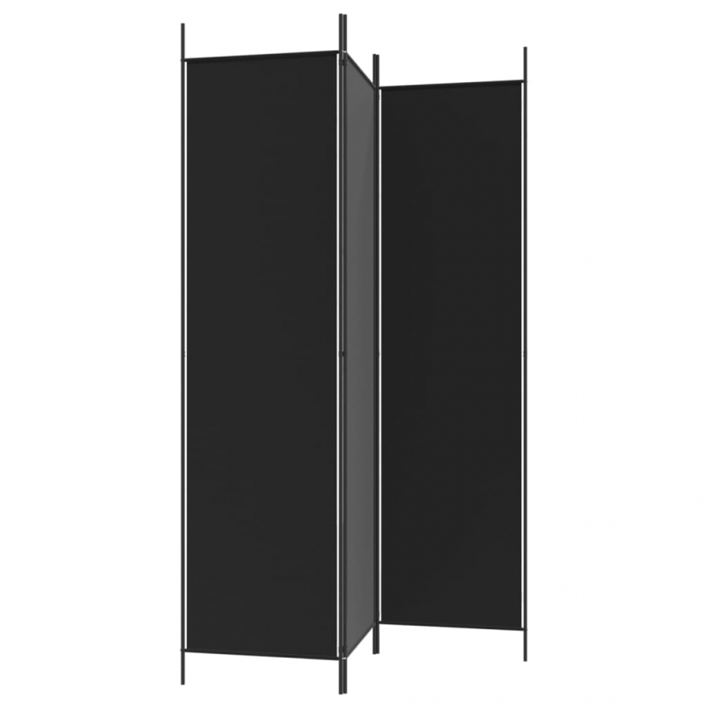 3-tlg. Paravent Schwarz 150x200 cm Stoff