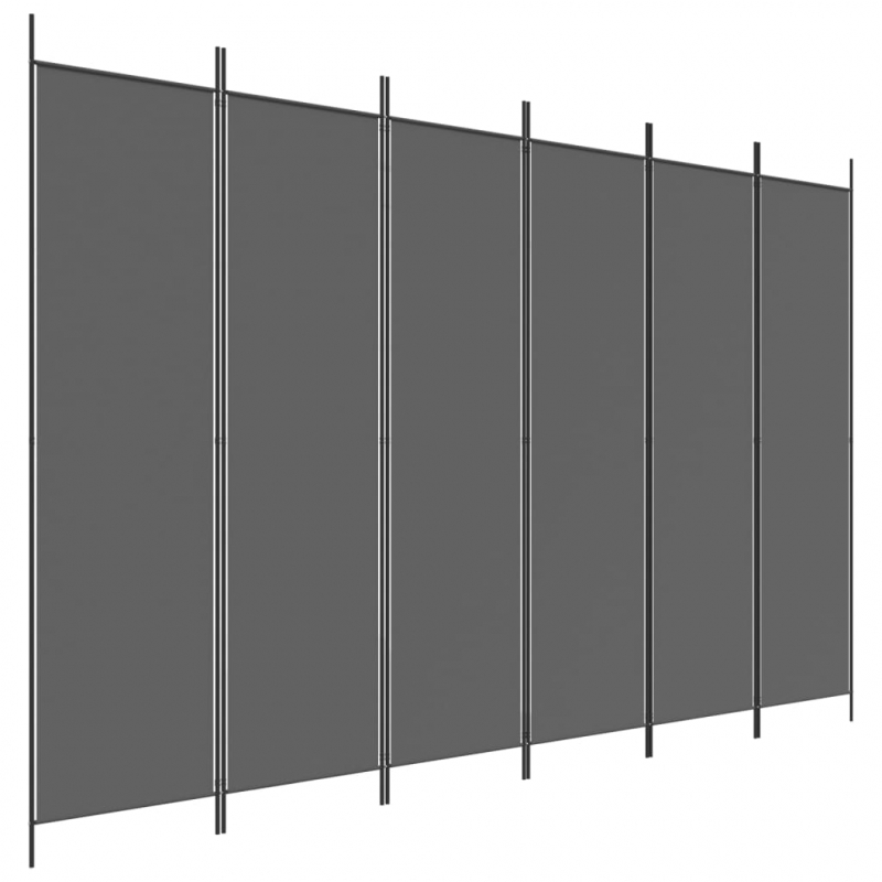 6-tlg. Paravent Anthrazit 300x200 cm Stoff