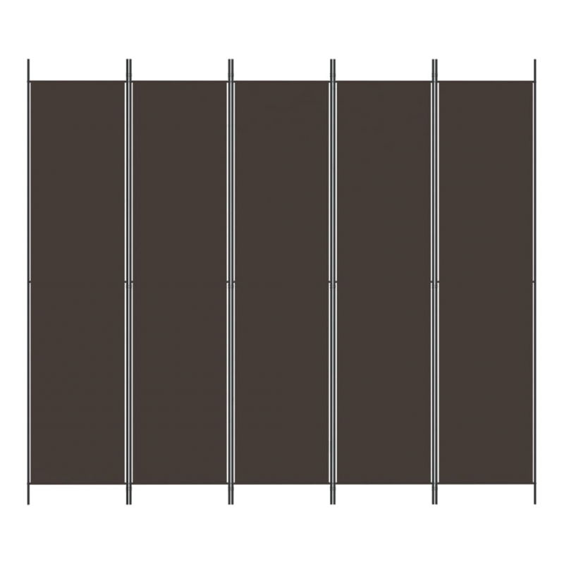 5-tlg. Paravent Braun 250x220 cm Stoff