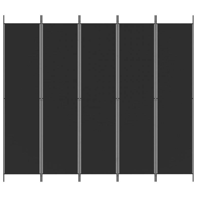 5-tlg. Paravent Schwarz 250x220 cm Stoff
