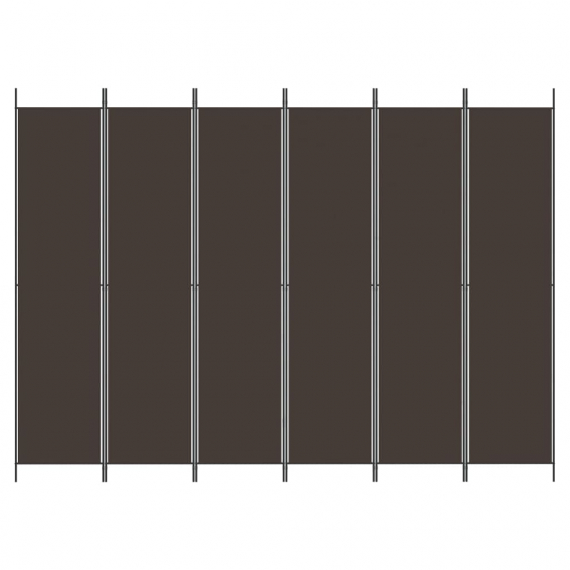 6-tlg. Paravent Braun 300x220 cm Stoff