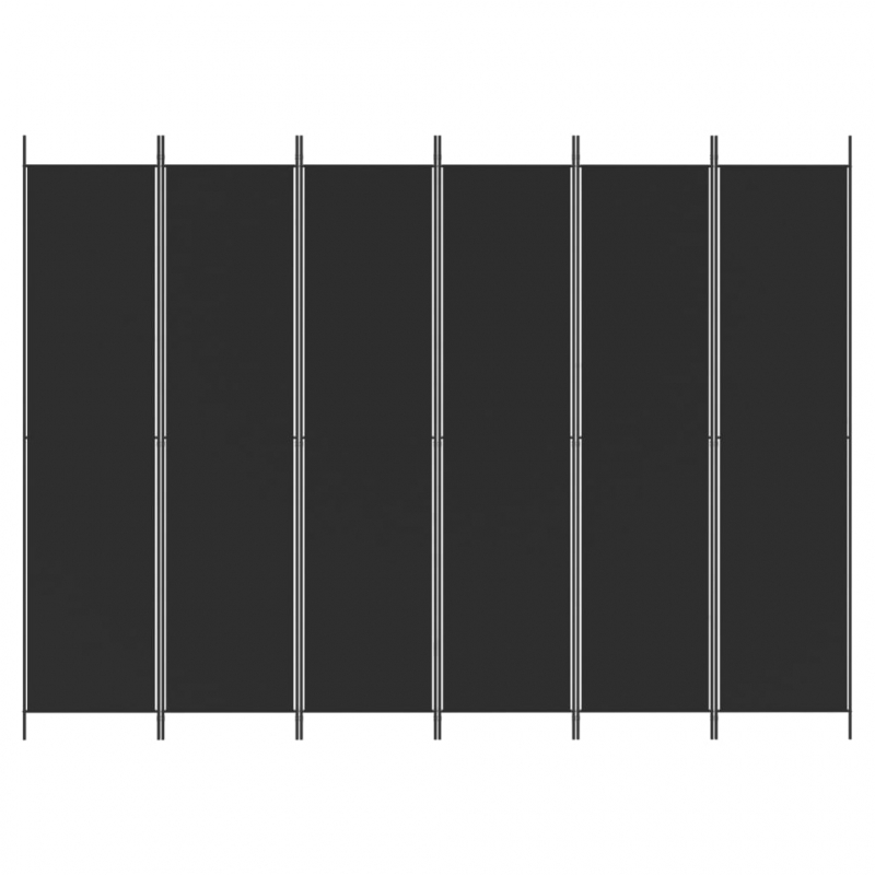 6-tlg. Paravent Schwarz 300x220 cm Stoff