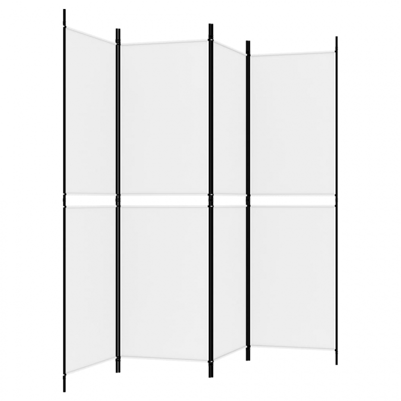 4-tlg. Paravent Weiß 200x180 cm Stoff