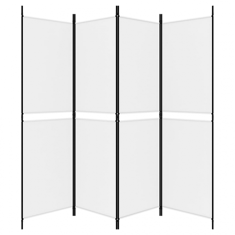 4-tlg. Paravent Weiß 200x180 cm Stoff