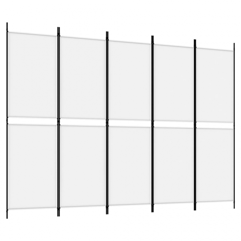 5-tlg. Paravent Weiß 250x180 cm Stoff