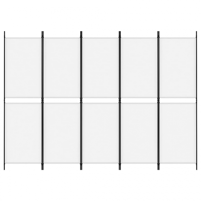 5-tlg. Paravent Weiß 250x180 cm Stoff