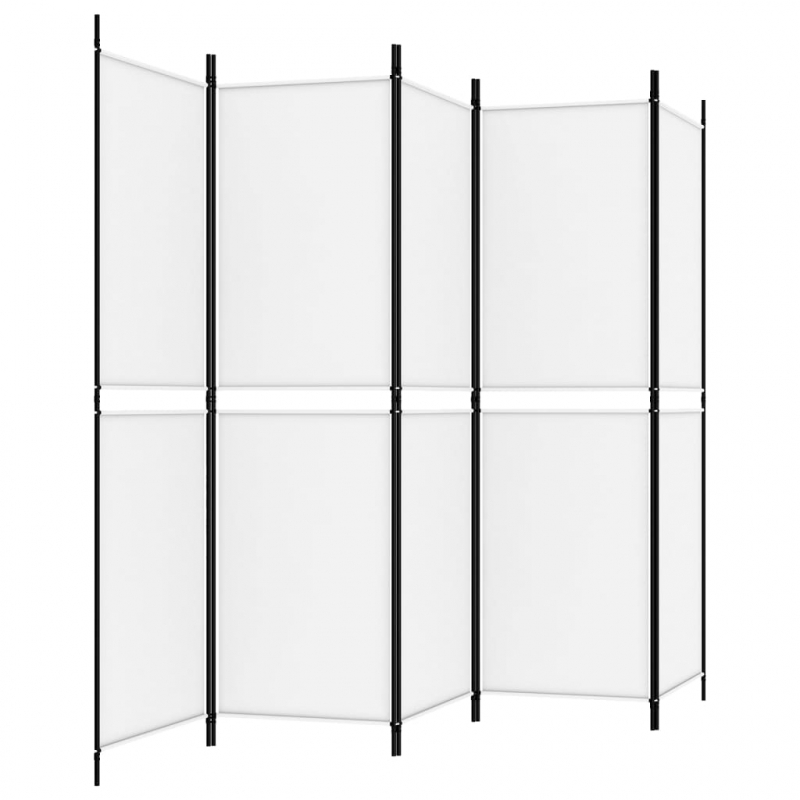 5-tlg. Paravent Weiß 250x180 cm Stoff