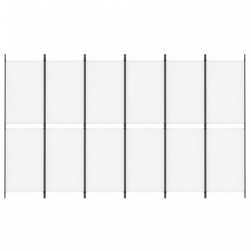 6-tlg. Paravent Weiß 300x180 cm Stoff