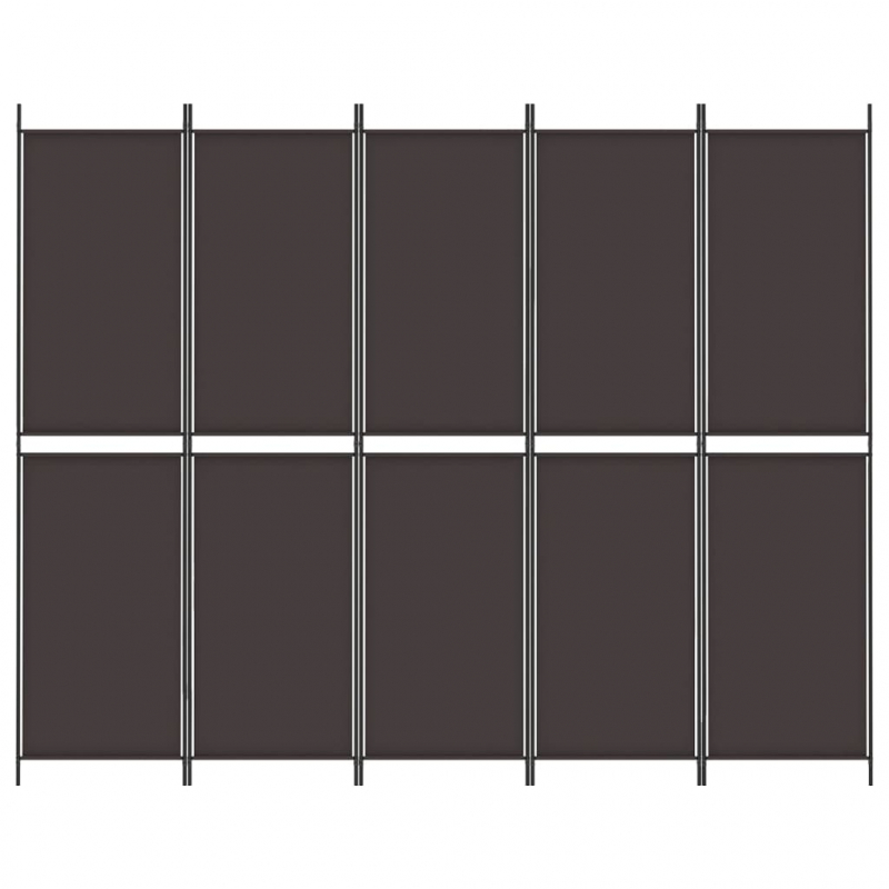 5-tlg. Paravent Braun 250x200 cm Stoff