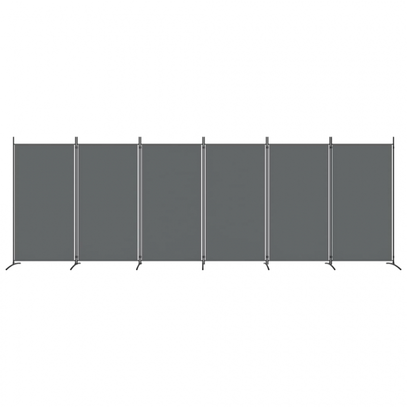 6-tlg. Paravent Anthrazit 520x180 cm Stoff
