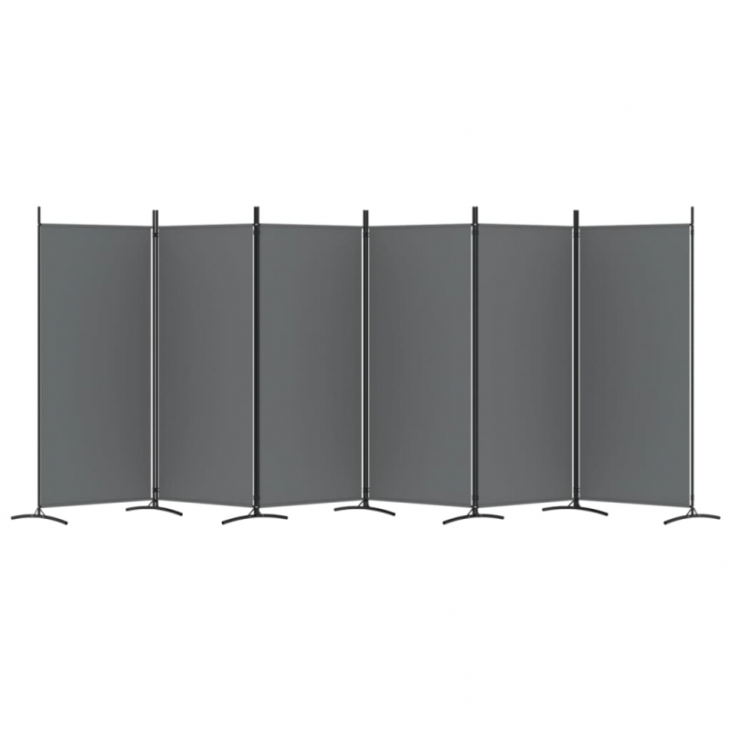 6-tlg. Paravent Anthrazit 520x180 cm Stoff